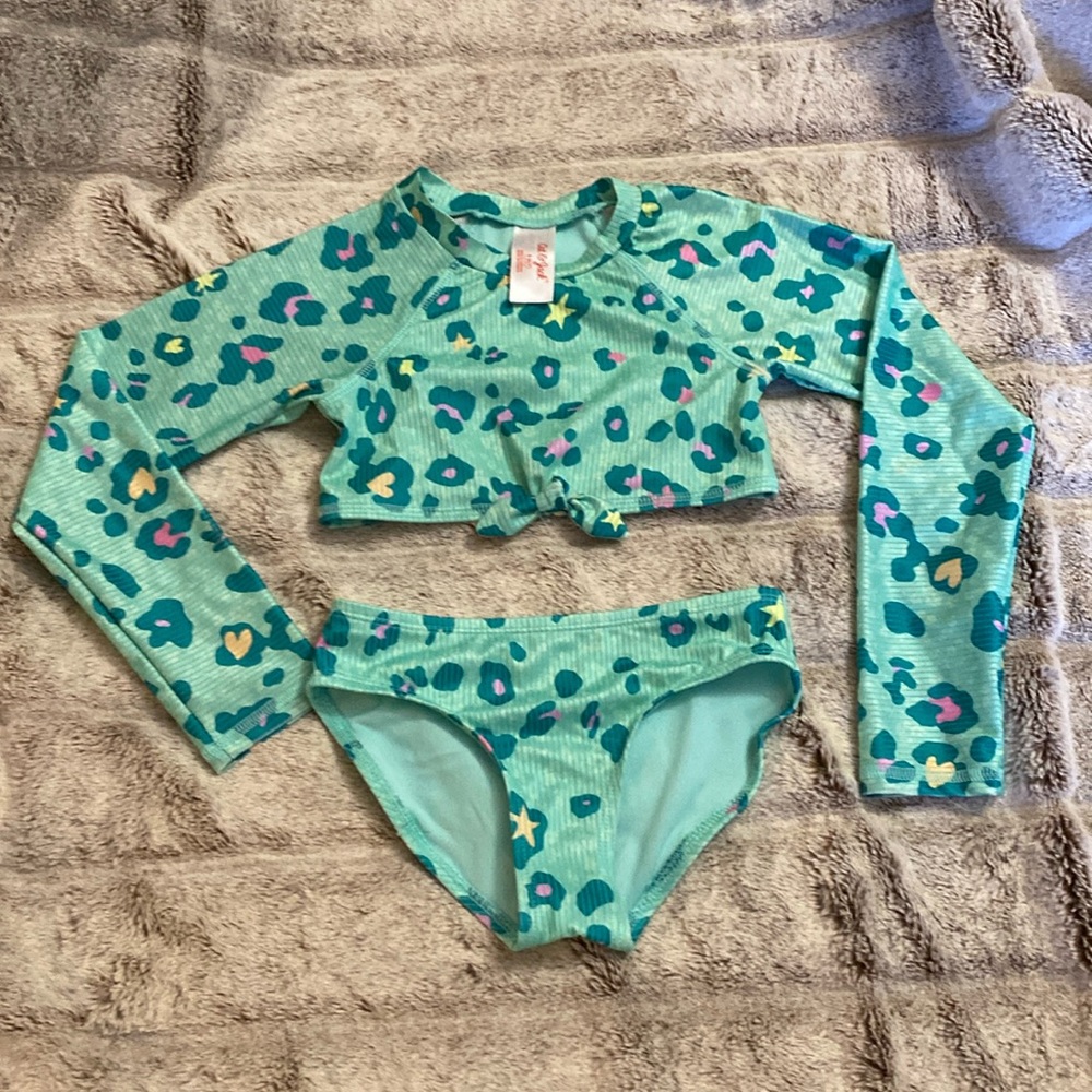 Two piece swim size 6/7 leopard print